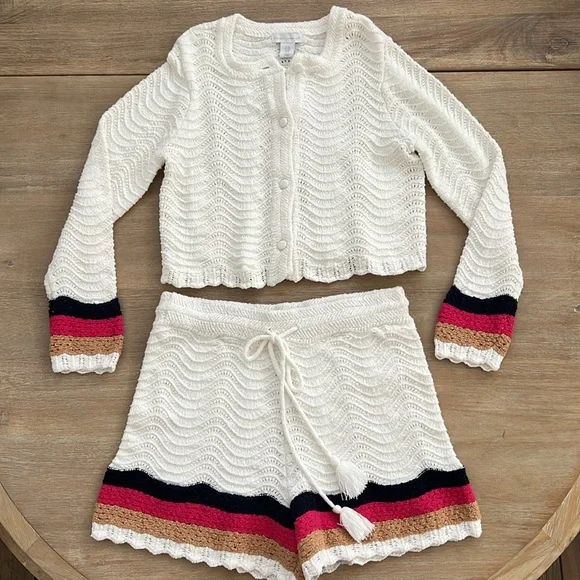 House of Harlow 1960 Crochet Sweater and Shorts Set Medium Large - Picture 1 of 13
